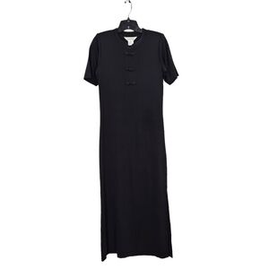 Misook Women's Short Sleeves Chinese Knot Fastener Maxi Dress - XS
